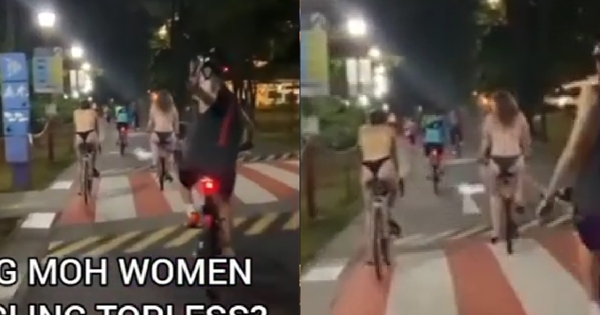 ANG MOH WOMEN SEEN CYCLING TOPLESS AT PARK, “ENJOYING THE BREEZE”