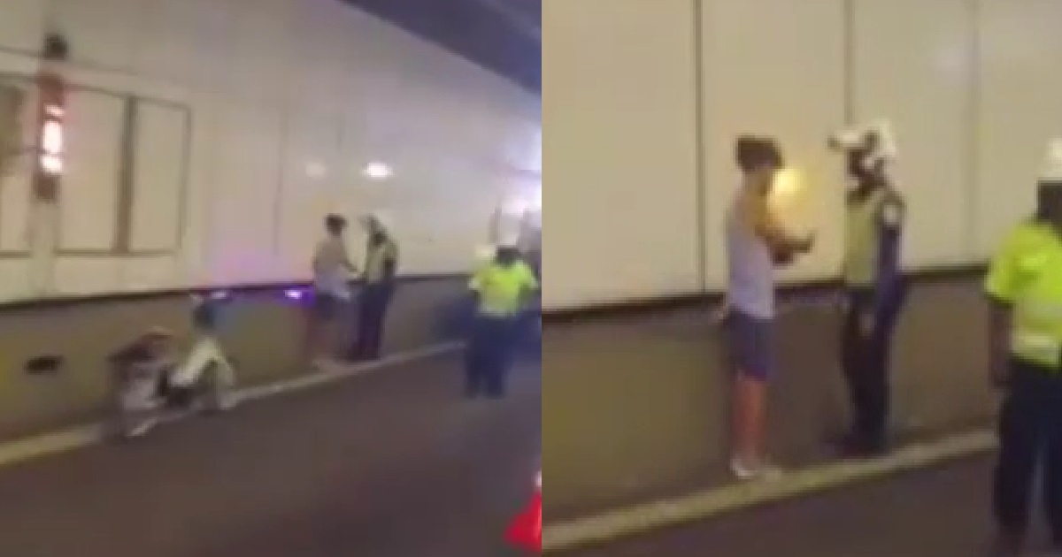 ERRANT CYCLIST RIDING IN EXPRESSWAY TUNNEL, TIO LIAP BY LTA