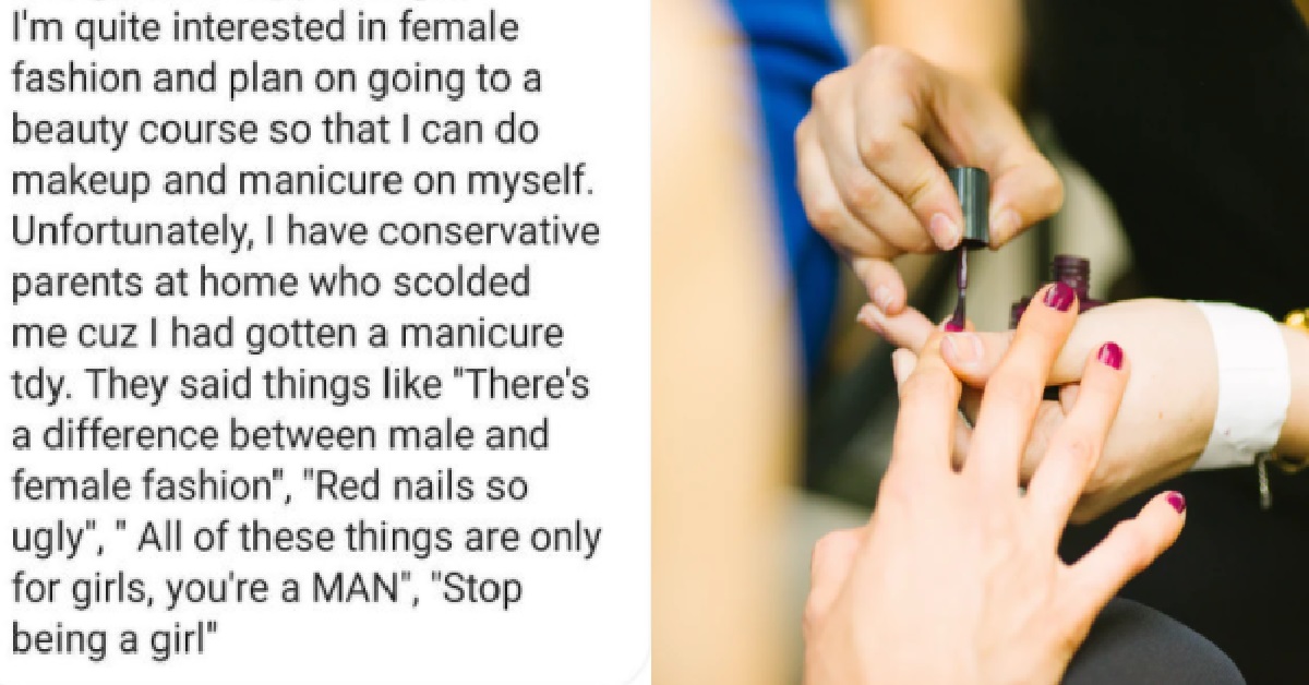 BOY NOT HAPPY BECAUSE HIS MOTHER SCOLD HIM FOR PAINTING HIS NAILS