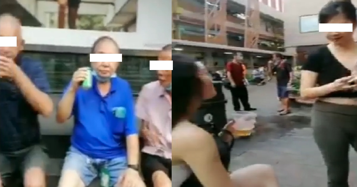 AH PEKS DRINKING BEER WITH CHINESE GIRLS AT CHINATOWN, IN GROUP OF 11