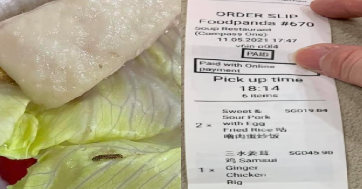 CUSTOMER ORDER SAMSUI CHICKEN, FOUND WORM IN LETTUCE