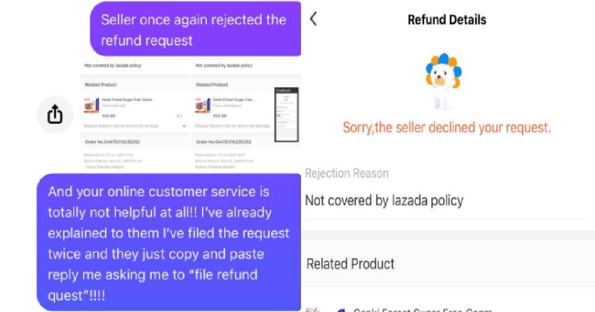 GUY SHOPPED FROM LAZADA, ITEM NO-SHOW & SELLER ALLEGEDLY REFUSED TO REFUND
