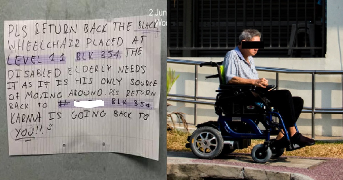 DISABLED ELDERLY MAN’S WHEELCHAIR ALLEGEDLY STOLEN OUTSIDE FLAT