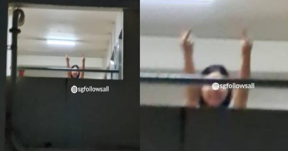 YPS SPIT ON UNCLE FROM HDB BLOCK AND POINT MIDDLE FINGER AT HIM