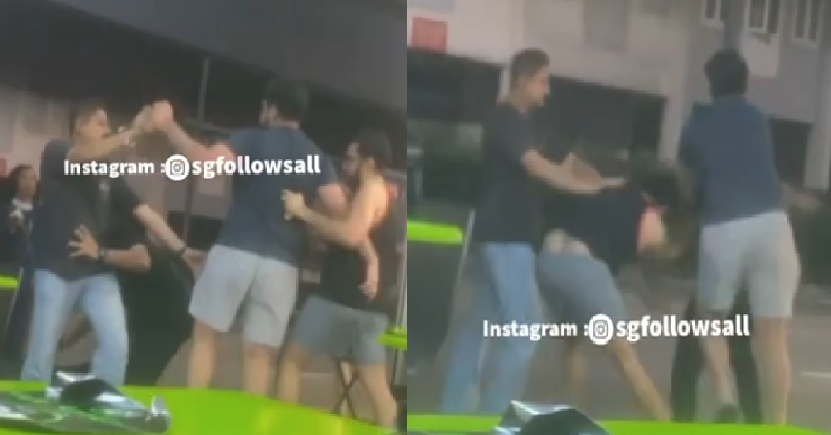 EPIC FIGHT AT KALLANG COFFEESHOP, FIGHT UNTIL MIDDLE OF ROAD