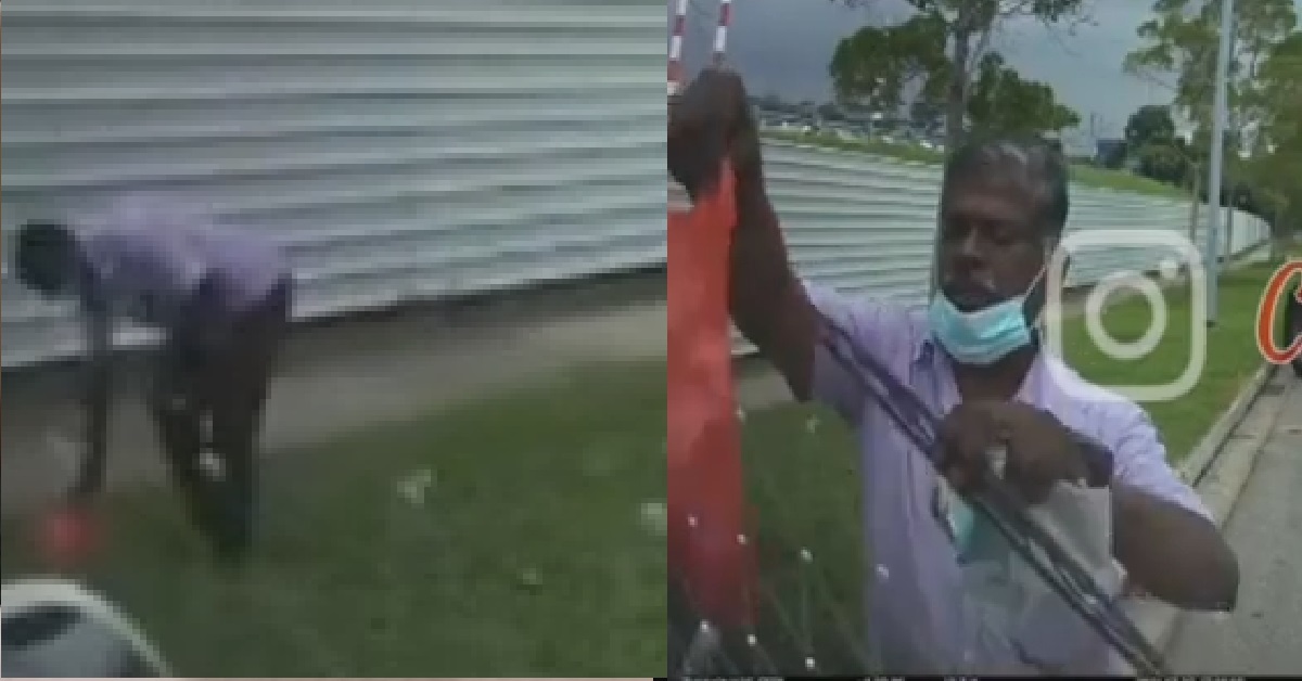 CRAZY UNCLE PICK UP RUBBISH, THROW ONTO STRANGER’S BUS WINDSHIELD