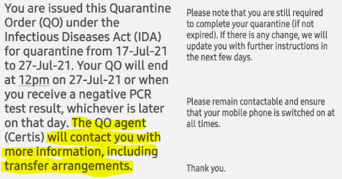 MAN RECEIVES QUARANTINE ORDER FROM 17 JULY, UNTIL NOW NOBODY FETCH HIM