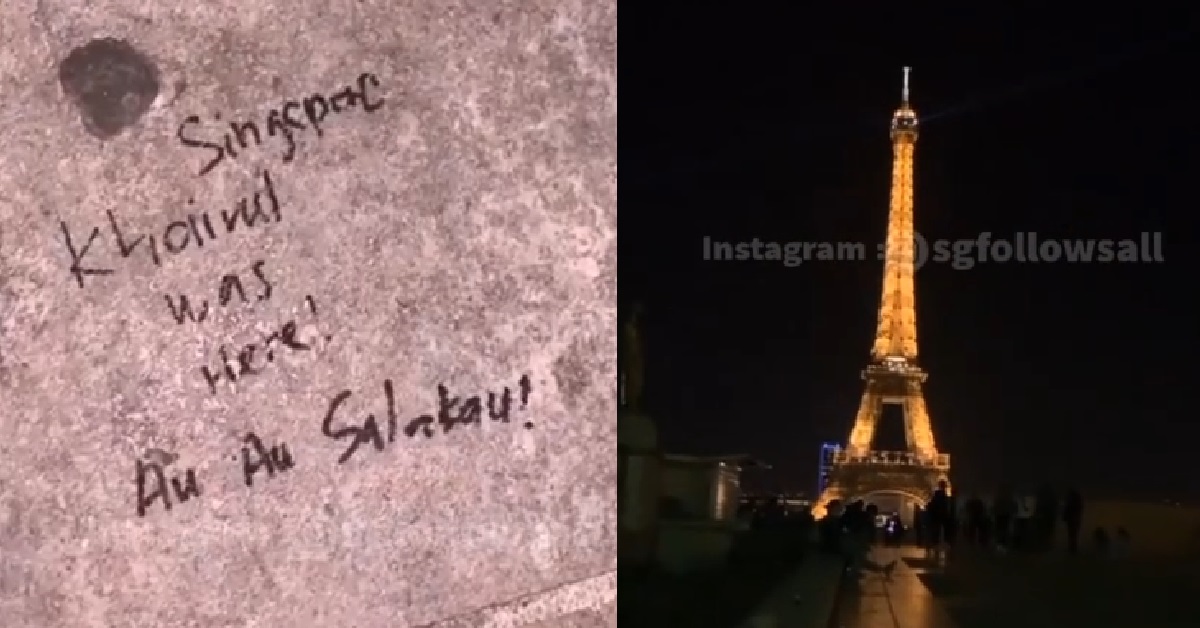 S’POREAN WROTE “AU AU SALAKAU” ON EIFFEL TOWEL FLOOR