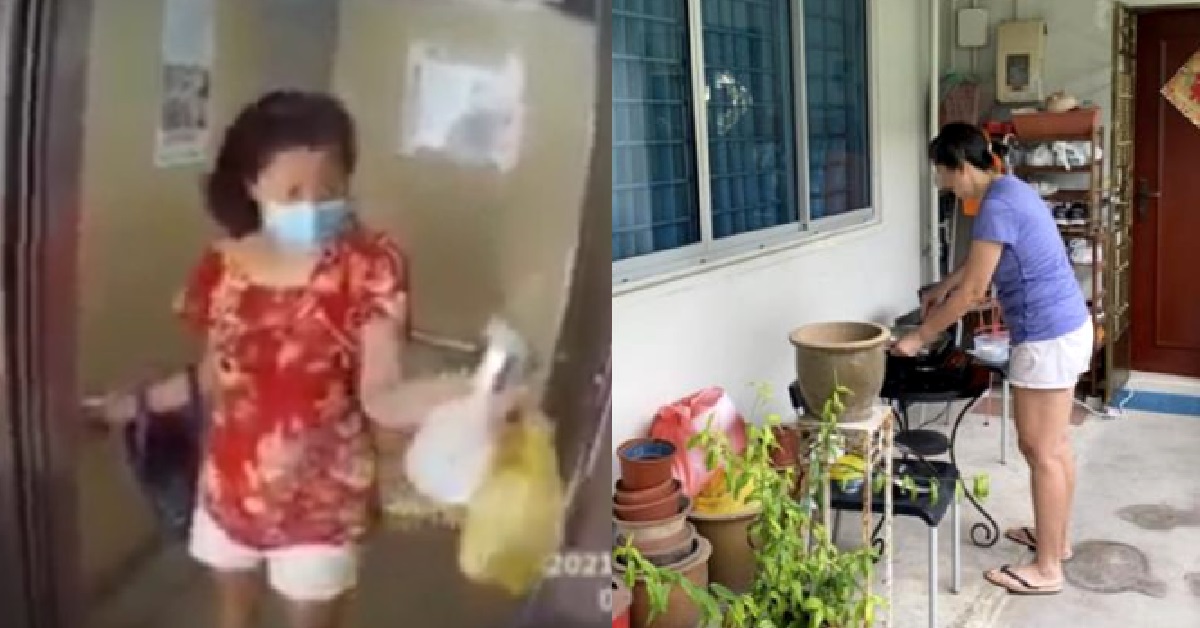 AUNTIE WHO REFUSED TO SHARE LIFT, NO WEAR MASK COOK OUTSIDE NEIGHBOUR WINDOW
