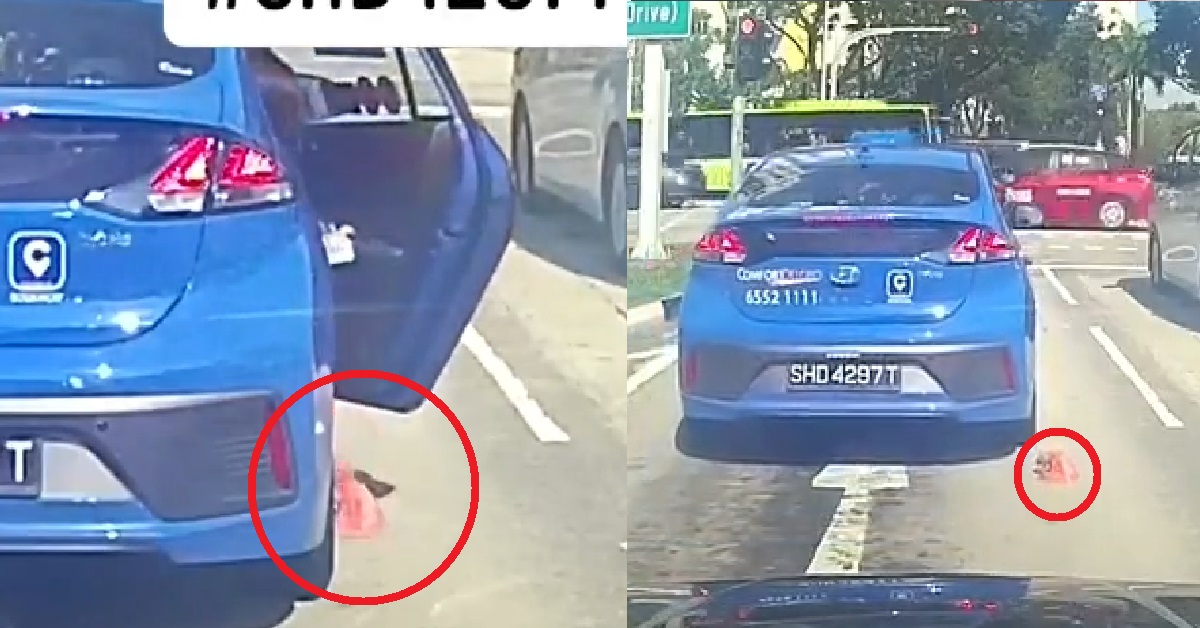 TAXI PASSENGER OPEN DOOR THROW RUBBISH ON ROAD, NO F**KS GIVEN