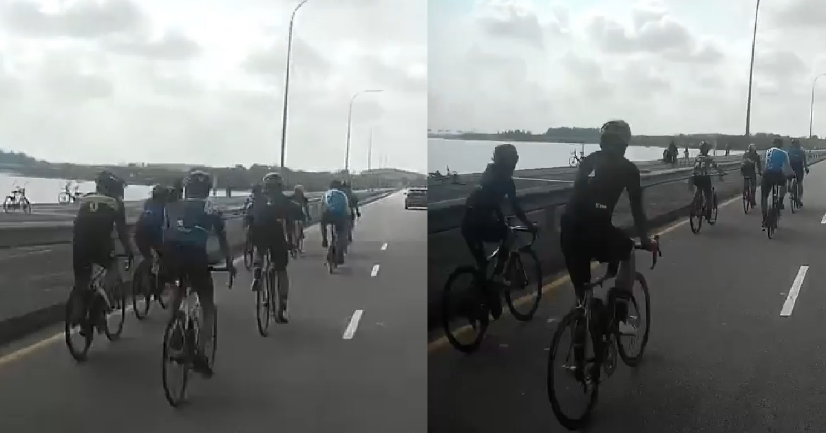 ERRANT “TOUR DE FRANCE” CYCLISTS HOGGING ENTIRE LANE @ YISHUN DAM