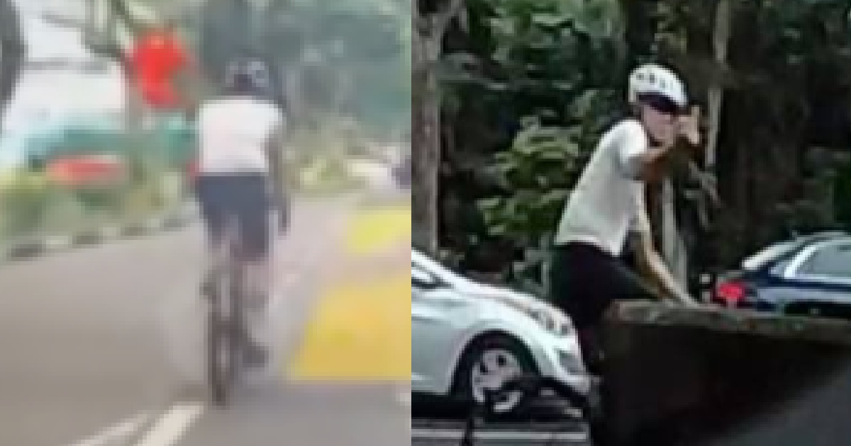 ERRANT CYCLIST NOT HAPPY WHEN KENA HONKED, POINT MIDDLE FINGER