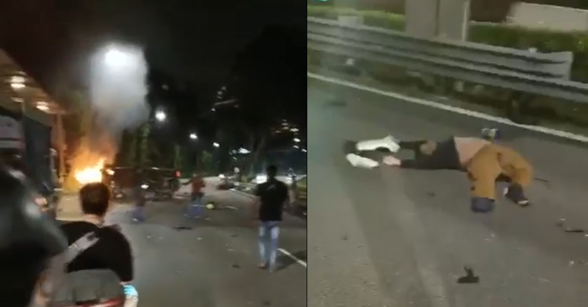 SERIOUS ACCIDENT ON CTE, CAR ON FIRE, MOTORCYCLIST HIT BY VEHICLE