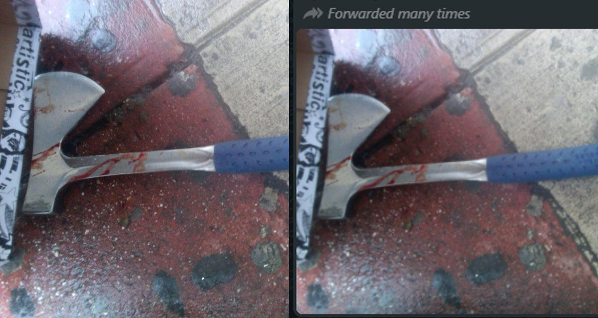WHATSAPP PHOTO OF AXE IS FAKE, NOT FROM RIVER VALLEY HIGH MURDER