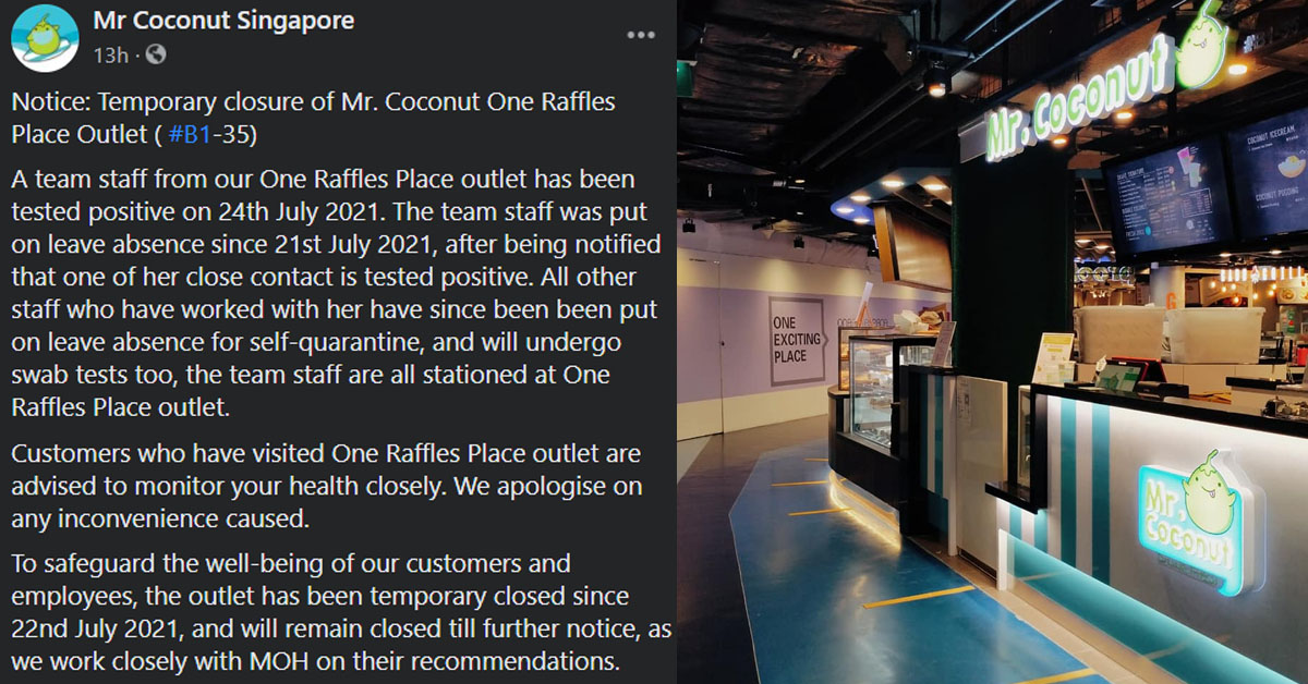 STAFF AT ONE RAFFLES PLACE MR COCONUT AMONG CONFIRMED CASES
