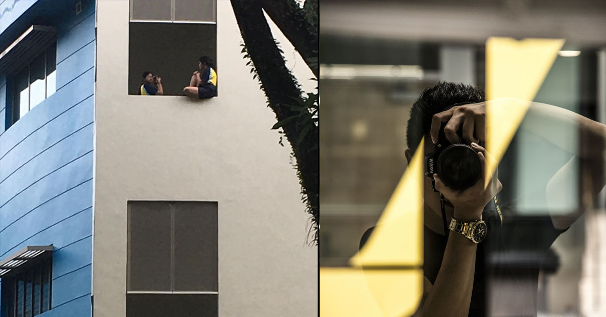 SG STUDENT THINKS SHE SUPERMODEL SIT ON BUILDING LEDGE FOR PHOTO