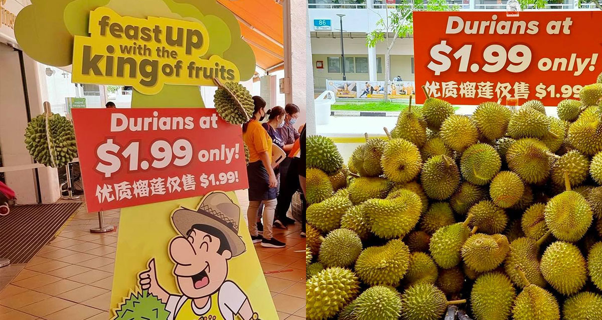 NTUC SELLING DURIAN AT $1.99 EACH AT MARINE PARADE ONLY