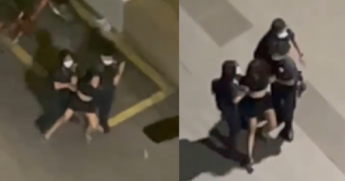 WOMAN ARRESTED BY POLICE, SHOUTING & TRYING TO BREAK FREE