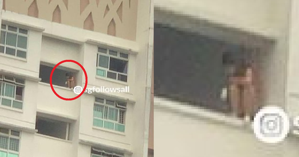XMM SITTING DANGEROUSLY ON LEDGE OF HDB BLOCK’S HIGHEST FLOOR