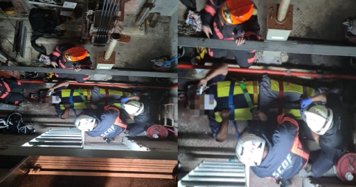 LIFT TECHNICIAN STUCK AT BOTTOM OF LIFT SHAFT @ ORCHARD, RESCUED