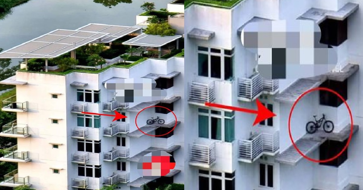 CYCLIST PARK BICYCLE OUTSIDE FLAT ON WINDOW LEDGE