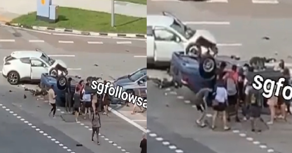 CAR FLIPPED UPSIDE DOWN AFTER CRASH – MAN, WOMAN AND CHILD INJURED
