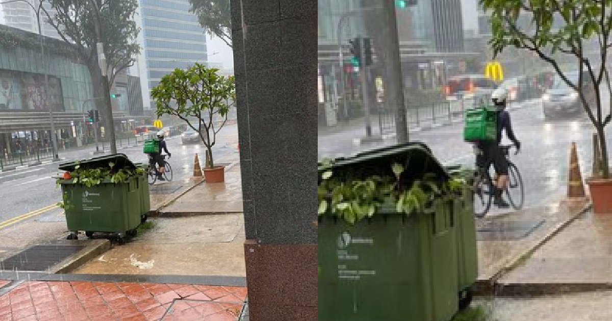 WOMAN FEELS FOR GRABFOOD RIDER STILL SENDING ORDER DESPITE HEAVY RAIN