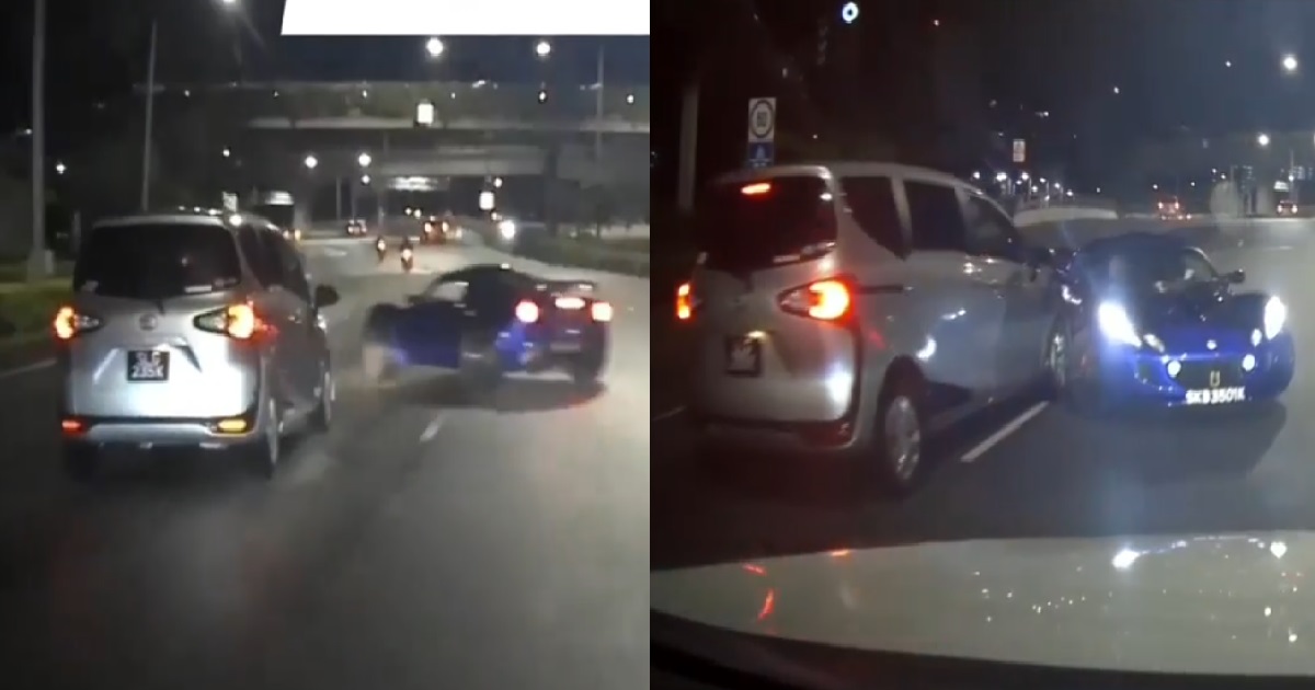 CAR WANT TO OVERTAKE, SKID ACROSS 3 LANES AND CRASH INTO OTHER CAR