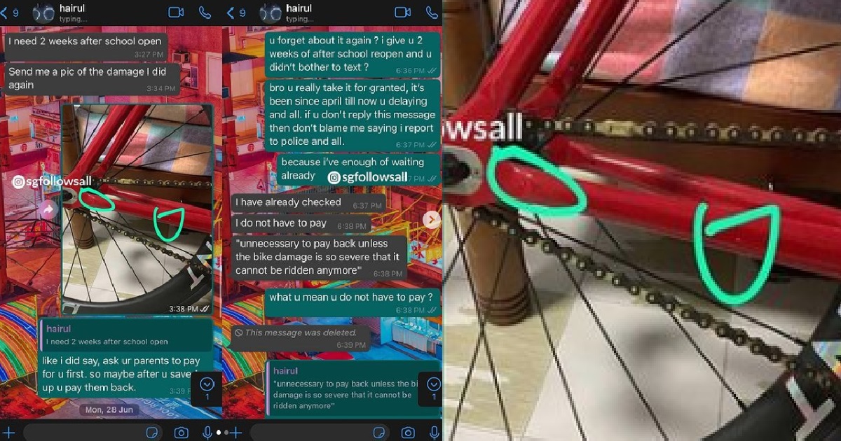 YP NOT HAPPY BECAUSE HIS BICYCLE KENA “PAINT CHIP”, WANT COMPENSATION