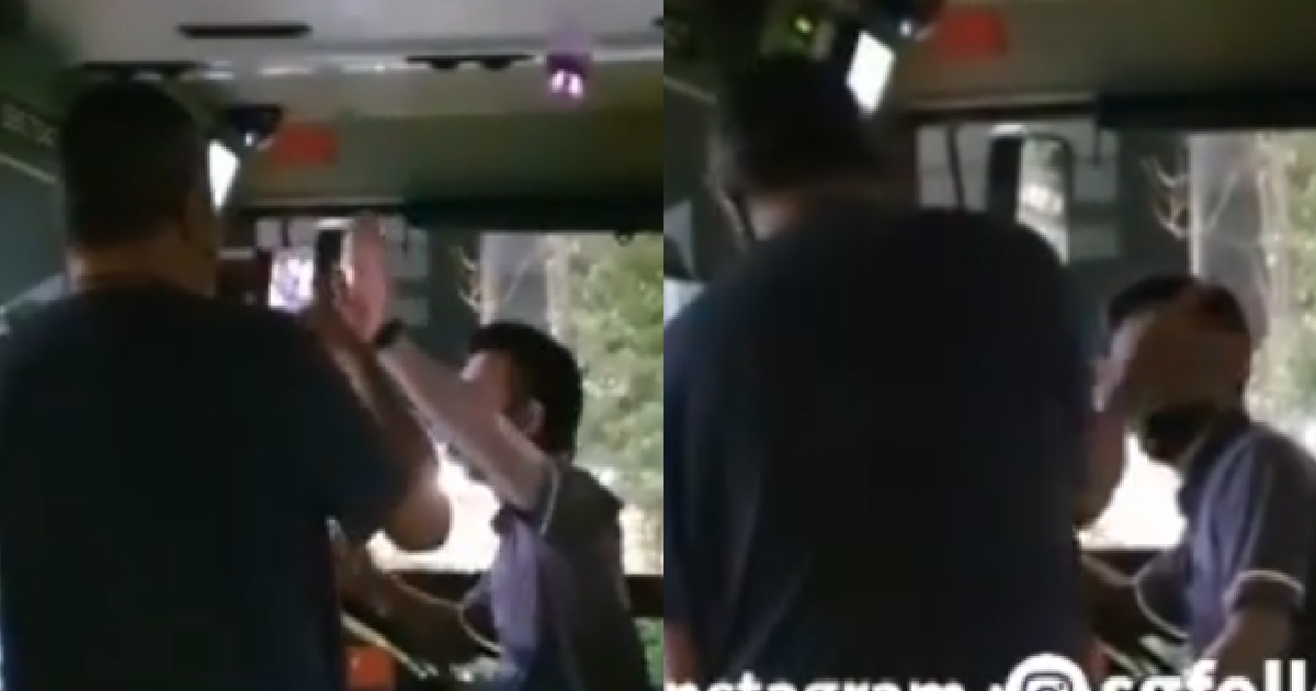 MAN SHOUTING & FILMING BUS CAPTAIN, WHO RADIOED POLICE FOR HELP
