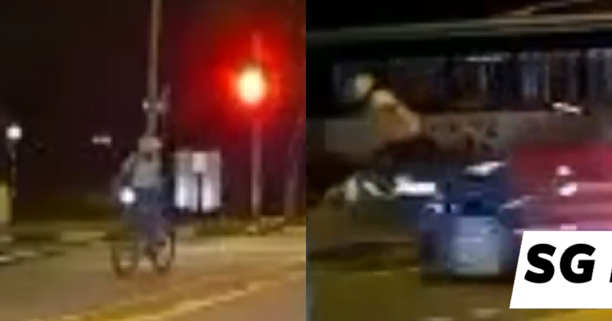 YP CYCLIST JAYWALKING, KENA BANG BY CAR AND FLY AWAY