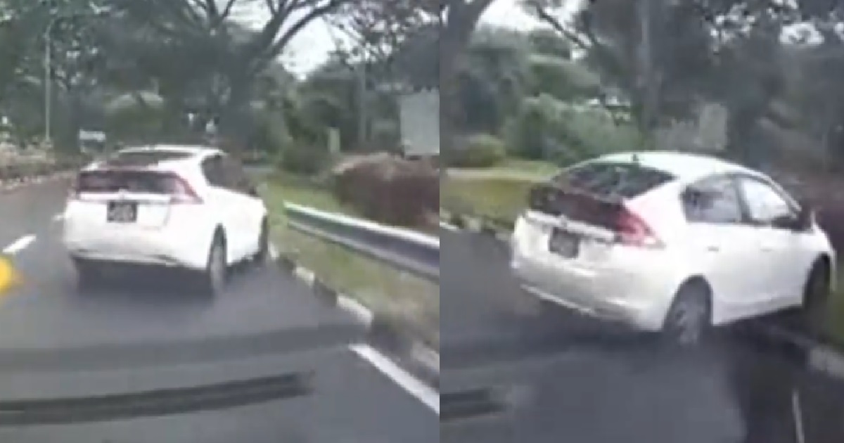 CAR SUDDENLY SKID AND CRASHED INTO POTTED PLANTS AT SIDE