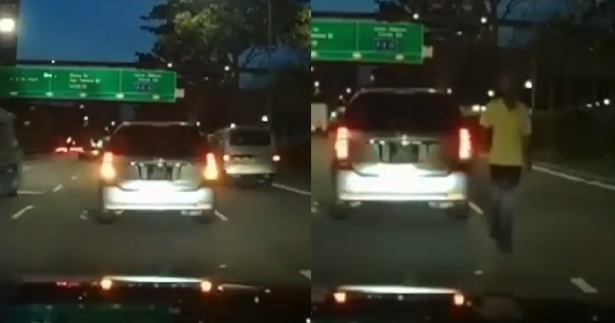 MAN STOPS CAR IN MIDDLE OF EXPRESSWAY AND WALK OUT LIKE A BOSS