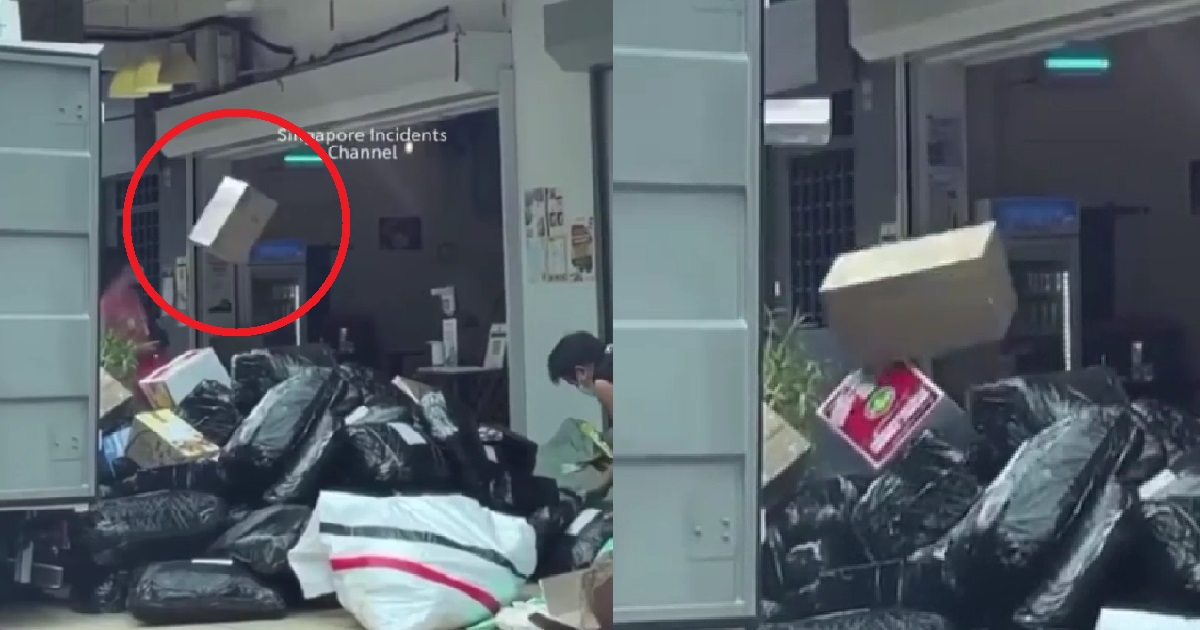 ALLEGED WORKERS FROM J&T THROWING DELIVERY PARCELS OUT OF LORRY