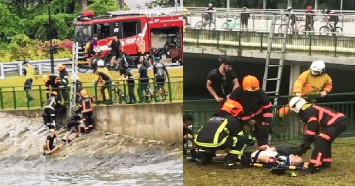 CYCLISTS RIDING TOO FAST, CRASH INTO RAILING AND FLY INTO SEA