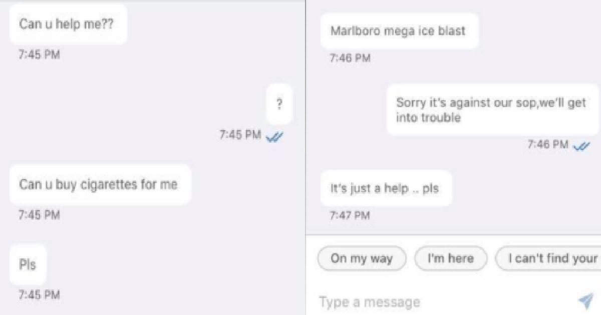 DELIVERY RIDER CAN’T HELP GIRL BUY CIGARETTES, GIRL SLAM DOOR AT HIS FACE