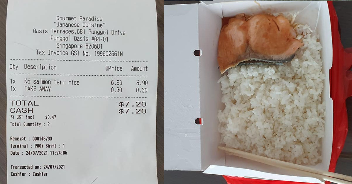 NETIZEN PAYS $7.20 FOR PAPER THIN SALMON WITH PLAIN RICE IN PUNGGOL