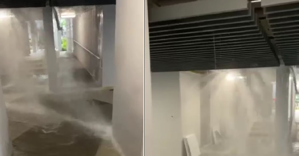 WATER PIPE BURST AGAIN AT POTONG PASIR ESTATE, FREE WATER FOUNTAIN