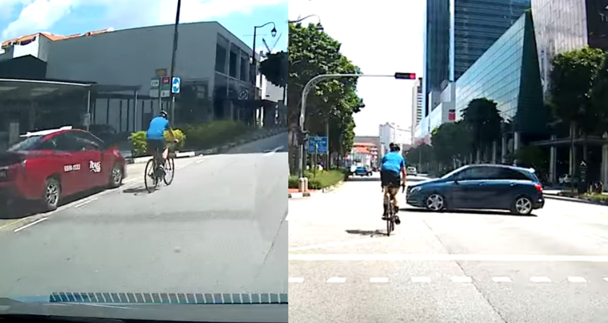 CYCLIST RIDE THROUGH RED LIGHT TRAFFIC JUNCTION @ CHINATOWN