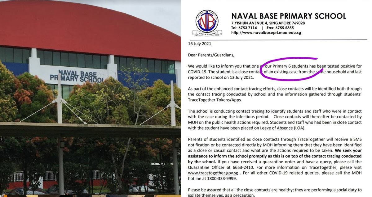STUDENT FROM NAVAL BASE PRI SCHOOL TESTED POSITIVE, SCHOOL AT YISHUN