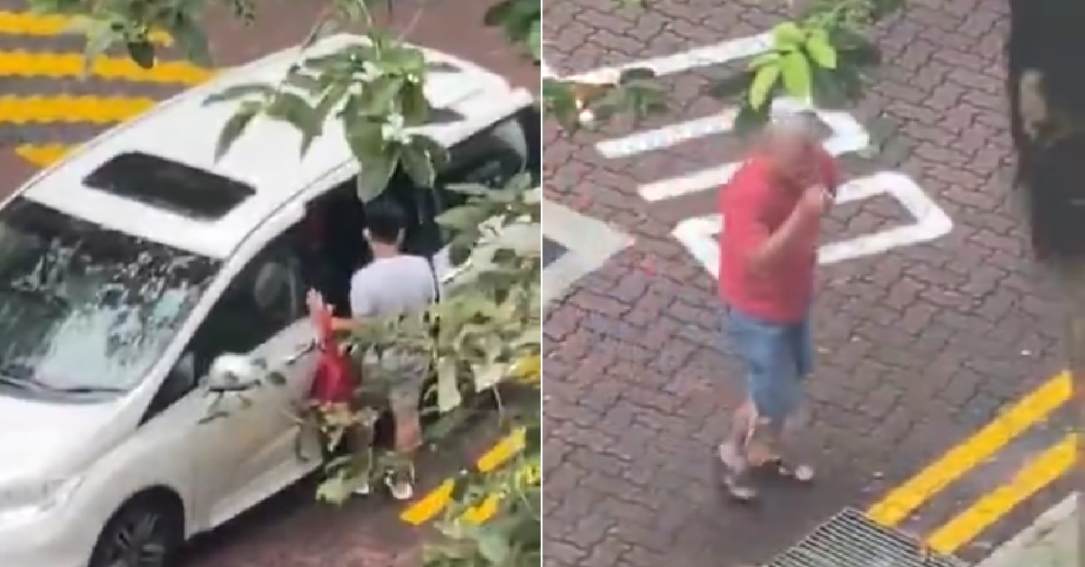MAN SHOUTS AT KIDS IN PUBLIC THEN THROWS CIG BUTT INTO DRAIN
