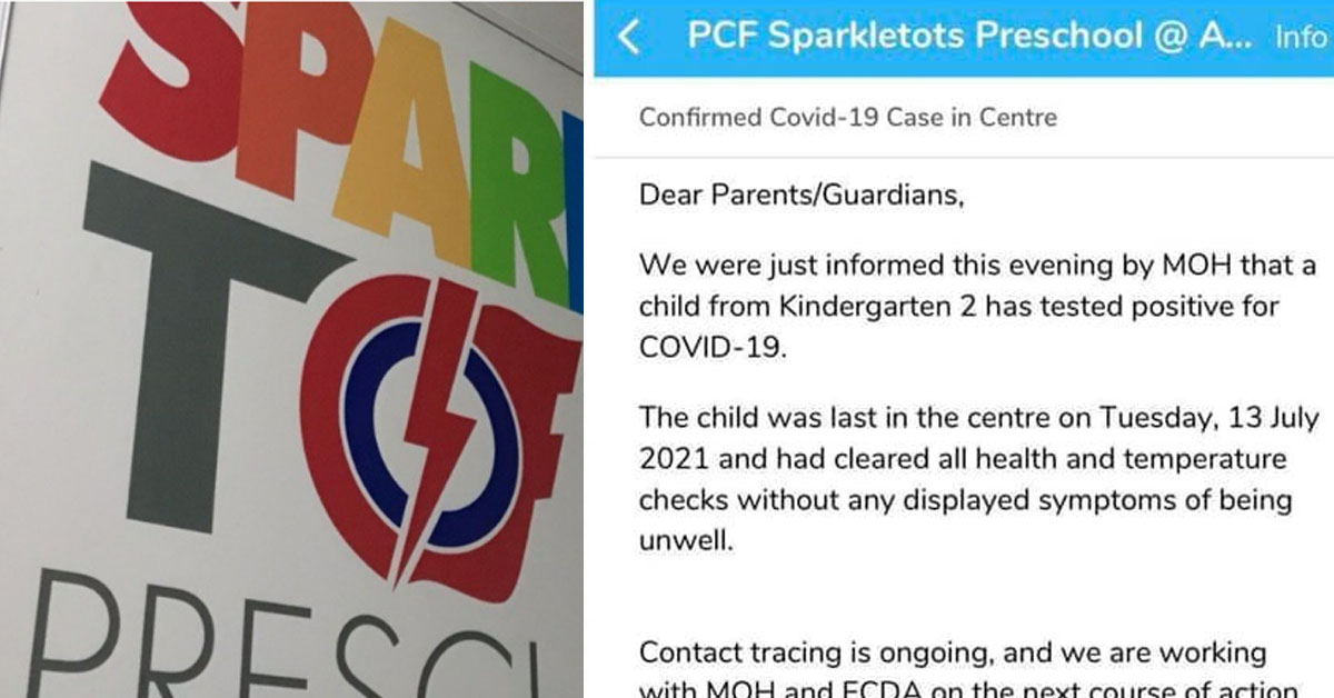 CHILD @ PCF SPARKLETOTS HAS A CONFIRMED CASE AT AYER RAJAH BRANCH