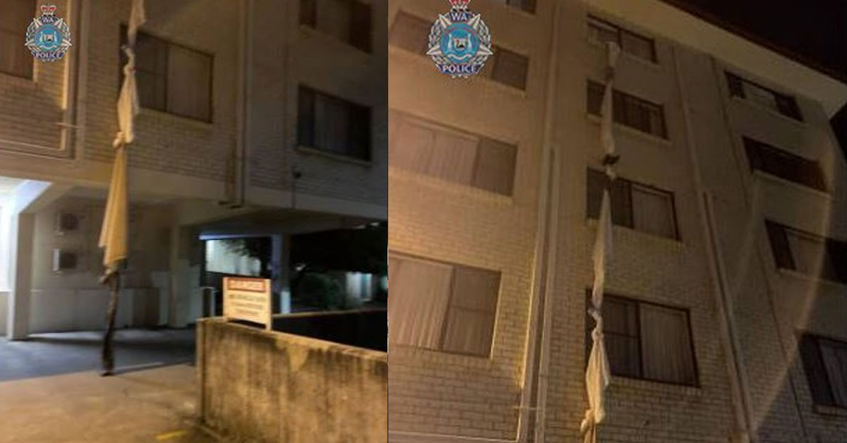 AUSSIE MAN ESCAPE QUARANTINE BY TIEING BED SHEETS FROM 4TH FLOOR