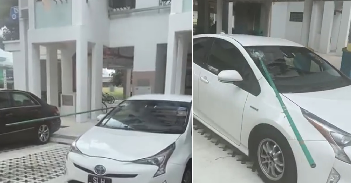 NETIZENS RUSHING TO BUY 4D AFTER BAMBOO POLE HITS CAR’S WINDSCREEN