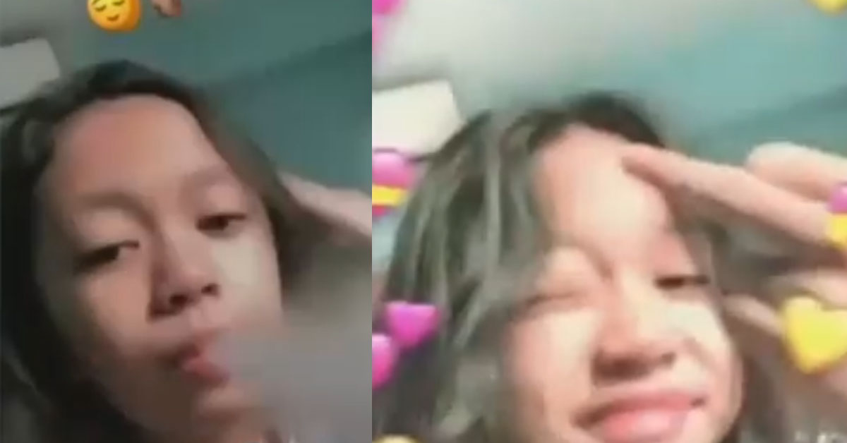 YP FILMS HERSELF SMOKE VAPE AND GIVES U THE FINGER