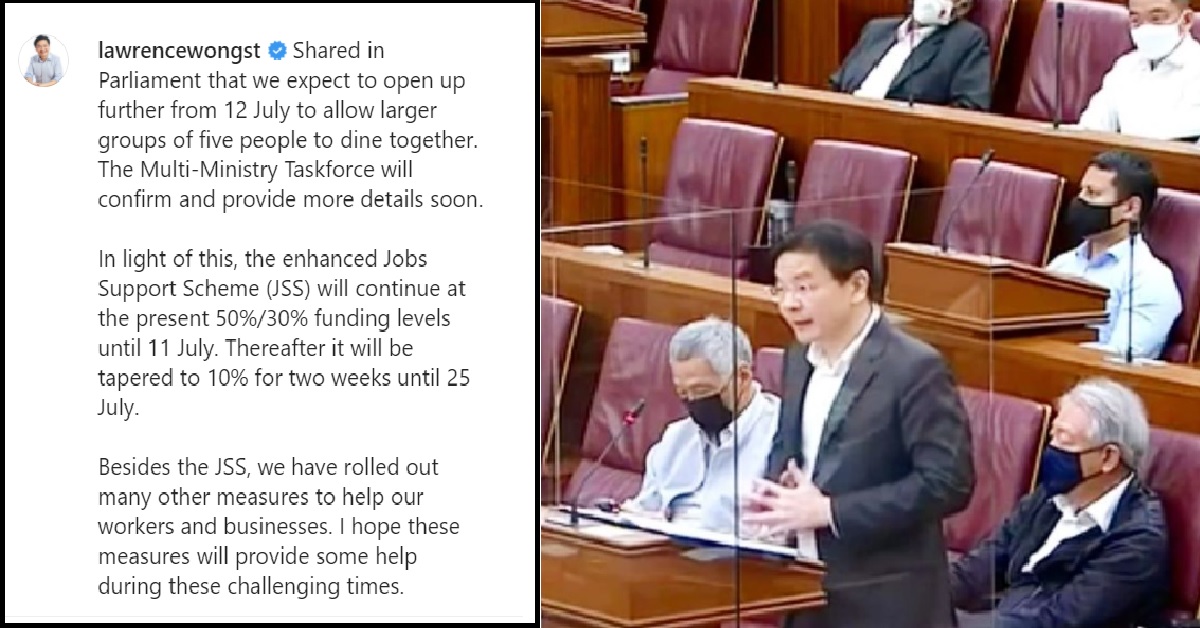 LAWRENCE WONG: DINING OF UP TO 5 PAX EXPECTED FROM 12 JULY 2021