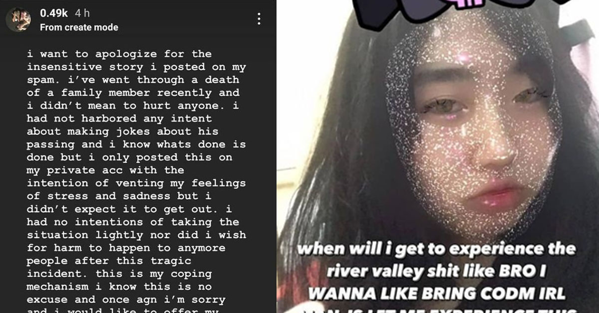 XMM APOLOGIZES FOR INSENSITIVE RIVER VALLEY HIGH INSTA STORY