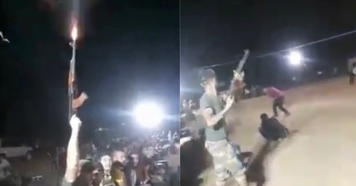 GROUP OF MEN FIRING GUNS FOR FUN, ALMOST KILL OWN FRIEND