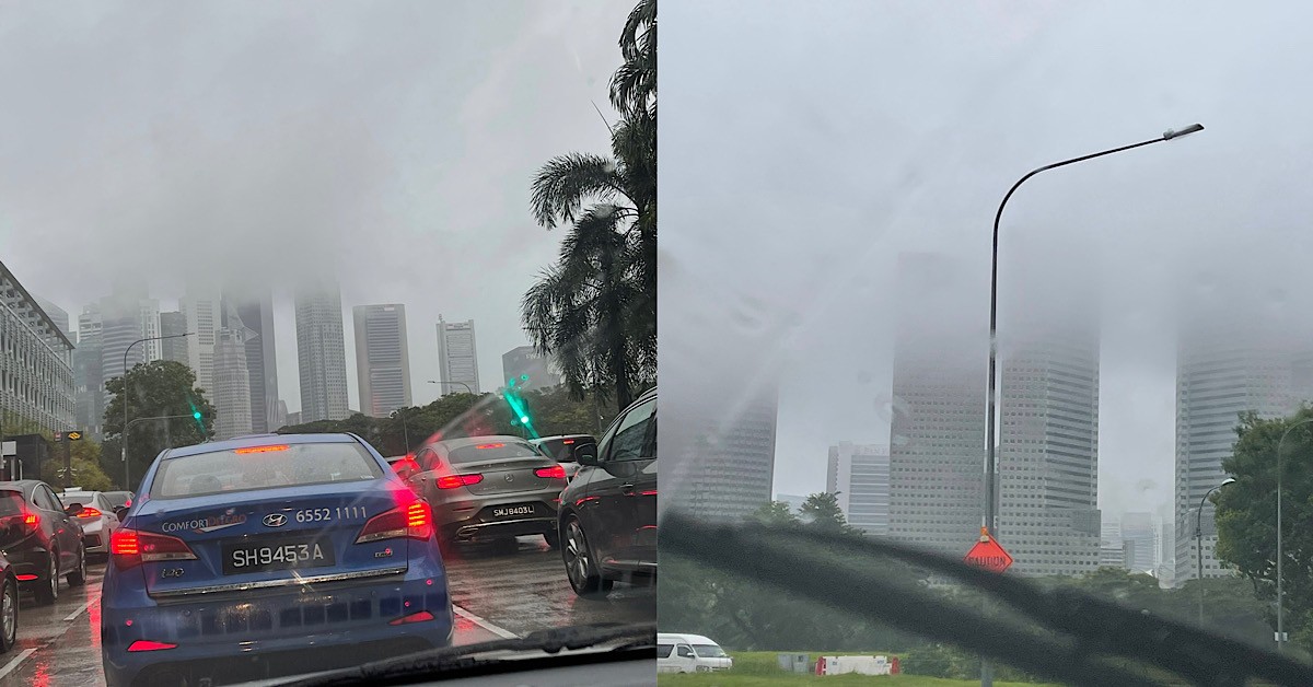 SPORE SKYLINE COVERED WITH CLOUDS, LOOKS LIKE GENTING HIGHLANDS