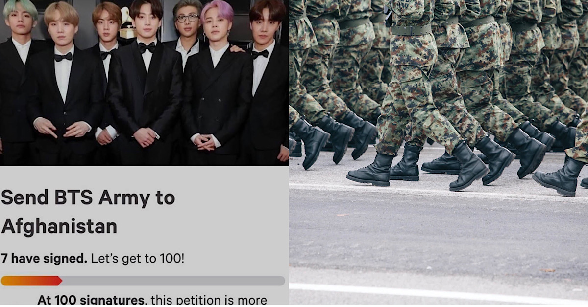 ONLINE “PETITION” TO SEND BTS “ARMY” TO AFGHANISTAN TO FIGHT